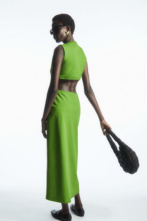 Rochie Dama COS Fara Maneci Cutout Maxi Verzi | IQJRE-0859