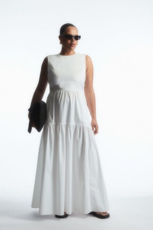 Rochie Dama COS Open-back Tiered Albi | WDPAB-5143