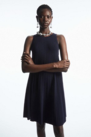 Rochie Dama COS Plisat A-line Mini Bleumarin | AZLGT-0624
