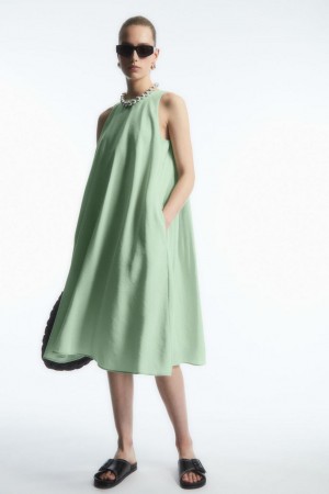 Rochie Dama COS Racer-neck Midi Verzi Deschis | RGUKD-0274