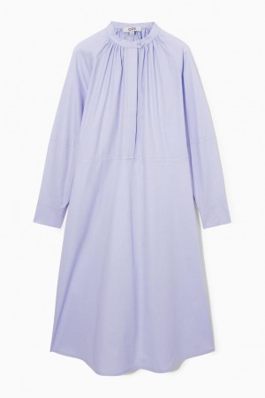 Rochie Dama COS Relaxed-fit Gathered Midi Shirt Violet Deschis | AMQBP-6421