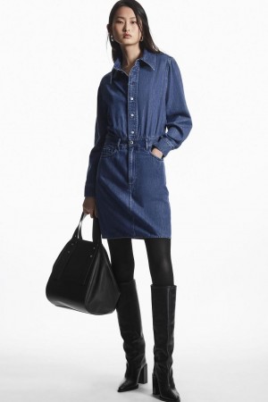 Rochie Dama COS Structured Denim Shirt Albastri | QKZLD-3172