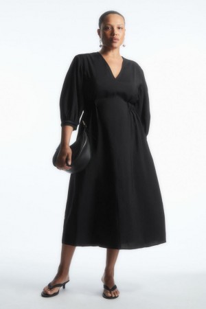 Rochie Dama COS Voluminous V-neck Negrii | CPRVY-8246