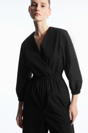 Salopeta Dama COS V-neck Culotte Negrii | ZMVEI-9715