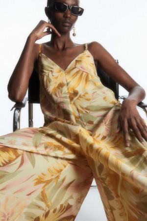 Salopeta Dama COS V-neck Largi-leg Portocalii | RVJYA-8017