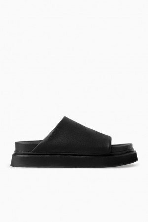 Slapi Dama COS Piele Platforma Negrii | JYEDZ-5102