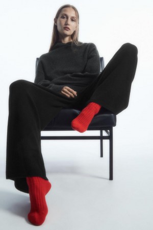 Sosete Dama COS Cu Nervuri Cashmere Rosii Deschis | YHCGT-2051