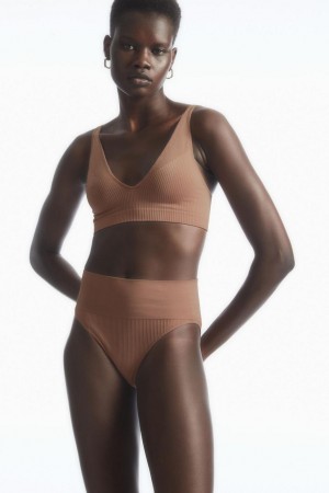 Sutien Dama COS Seamless Cu Nervuri Bej Inchis | SXNTU-5467