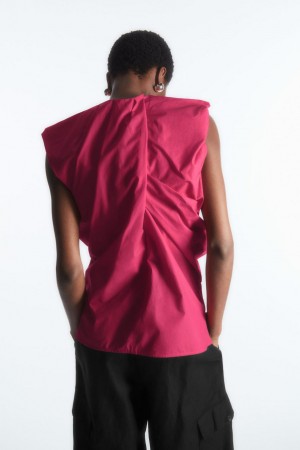 Top Dama COS Gathered Draped Fara Maneci Roz Deschis | FEJYT-0912