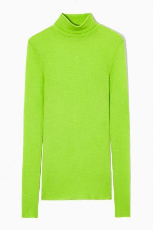 Top Dama COS Merino Lână Turtleneck Verzi Deschis | NIWAB-0512