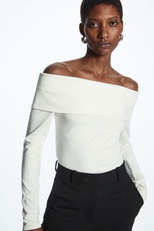 Top Dama COS Off-the-shoulder Long-sleeved Albi | LZVQP-6590