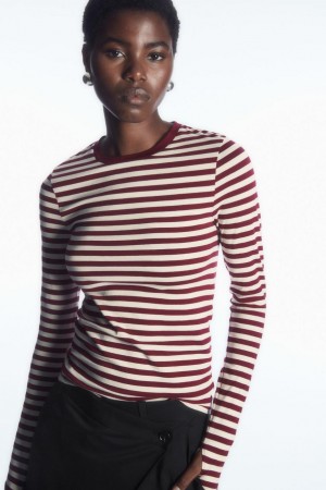Top Dama COS Slim-fit Long-sleeve Albi Visinii | NVKGT-0937