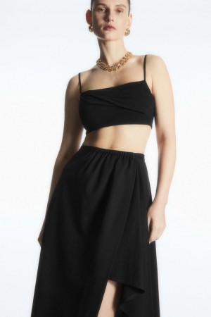 Top Dama COS Square-neck Crop Negrii | XSPOV-1483