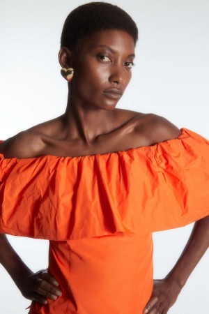 Top Dama COS Voluminous Off-the-shoulder Portocalii Deschis | ZCAYN-4359