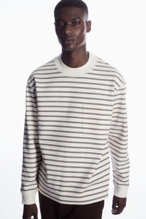 Tricou Barbati COS In Dungi Mock-neck Long-sleeved Albi | FGSLX-1084