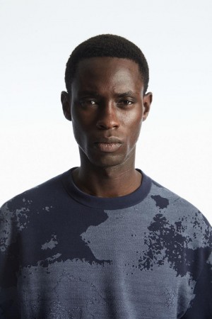 Tricou Barbati COS Relaxed-fit Jacquard Bleumarin Gri | TCFMQ-9238