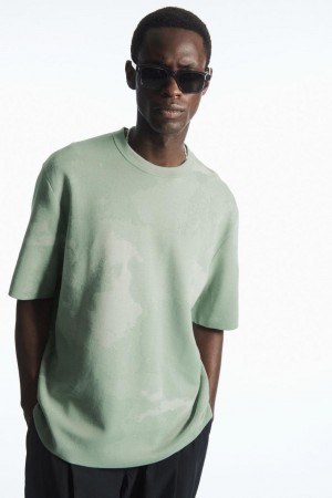 Tricou Barbati COS Relaxed-fit Jacquard Verzi Deschis | VJQIK-7428