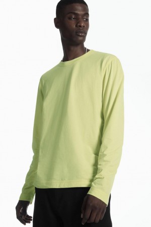 Tricou Barbati COS Usori Long-sleeved Galbeni Deschis | QDFEG-8120