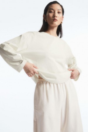 Tricou Dama COS Boxy Long-sleeved Albi | KGDZA-4735