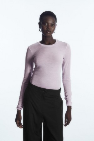 Tricou Dama COS Crew-neck Merino Lână Violet | ERWCI-4706