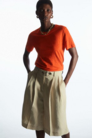 Tricou Dama COS Linen Portocalii Deschis | JQVYC-6501