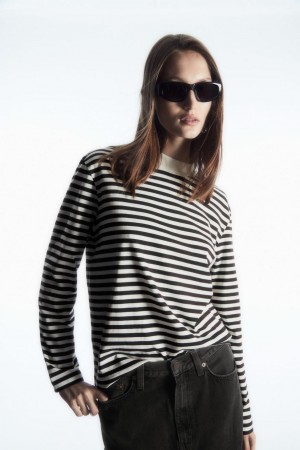 Tricou Dama COS Long-sleeved Mock-neck Maro Inchis | HFDIQ-7149
