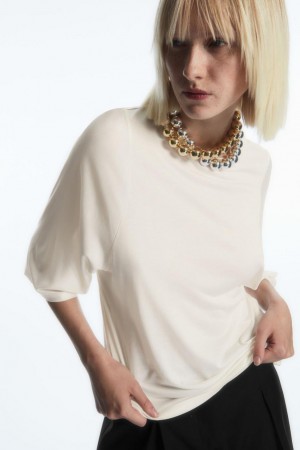 Tricou Dama COS Pure Mulberry Silk Albi | KIQCX-5624