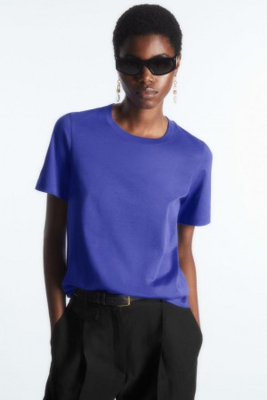 Tricou Dama COS Regular Fit Albastri Deschis | YUEAB-1960