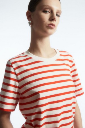Tricou Dama COS Regular Fit Portocalii Albi | GBOAW-1750