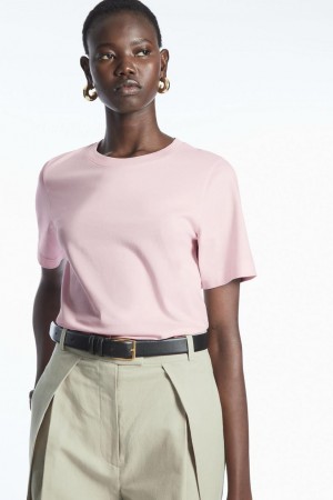 Tricou Dama COS Regular Fit Roz Deschis | TKVDH-0176