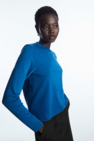 Tricou Dama COS Regular-fit Heavyweight Long-sleeved Albastri | UJNBK-3702