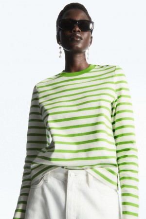 Tricou Dama COS Regular-fit Heavyweight Long-sleeved Verzi | SVWAJ-3812