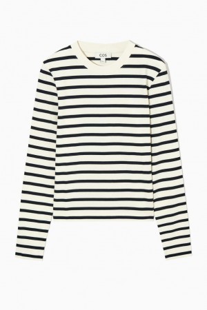 Tricou Dama COS Regular-fit Heavyweight Long-sleeved Bleumarin | BNHFA-7156