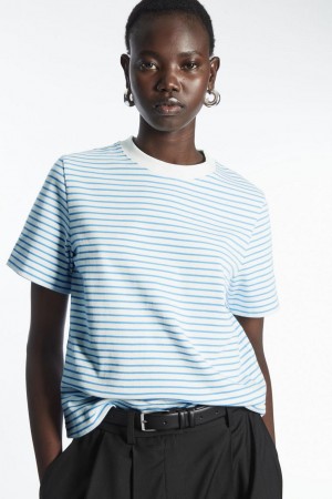Tricou Dama COS The Clean Cut Turcoaz Albi | WVMGY-7684
