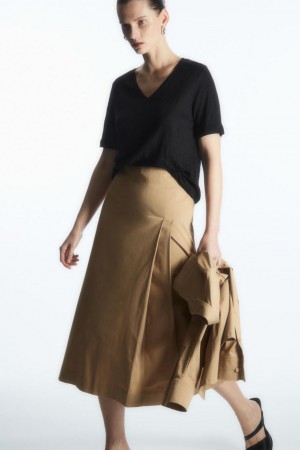Tricou Dama COS V-neck Linen Negrii | JGAWP-8506
