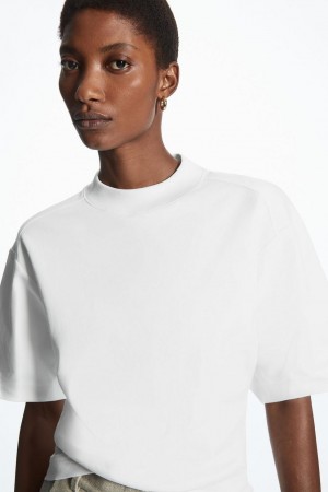 Tricou Dama COS Waisted Mock-neck Albi | YEINR-2608