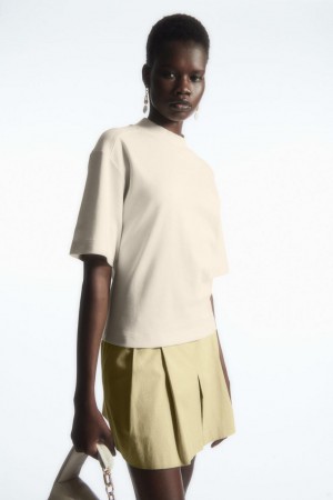 Tricou Dama COS Waisted Mock-neck Bej | NDHKX-5960