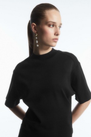Tricou Dama COS Waisted Mock-neck Negrii | LVISW-4986