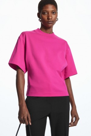 Tricou Dama COS Waisted Mock-neck Roz Deschis | THMNZ-0236