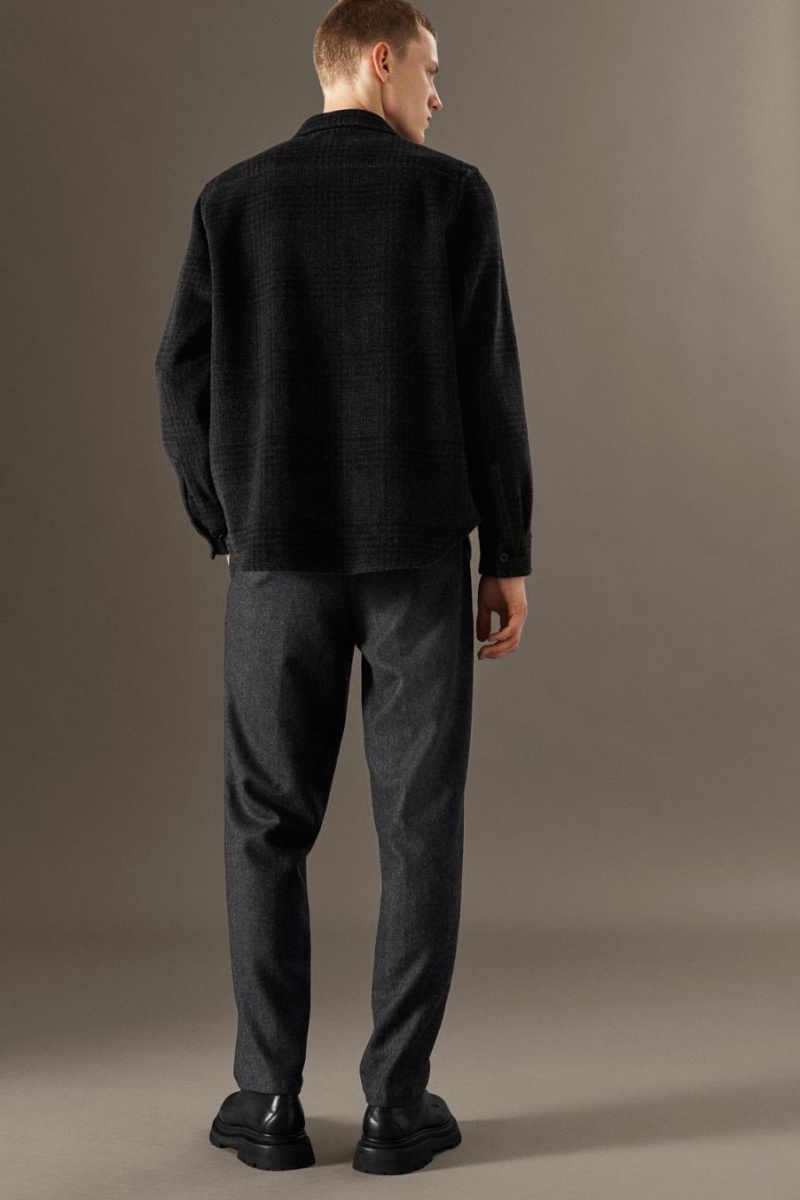 Blazer Barbati COS Herringbone Lână - Drept Gri Inchis | APDUT-7934