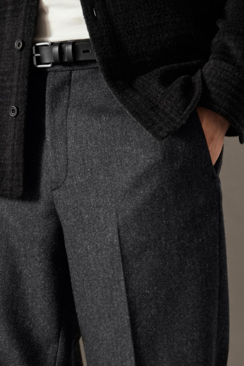 Blazer Barbati COS Herringbone Lână - Drept Gri Inchis | APDUT-7934
