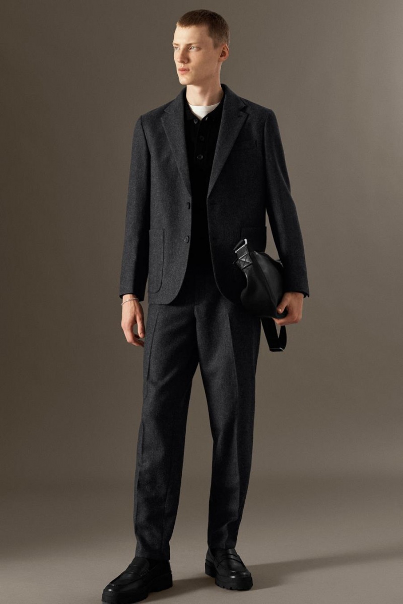 Blazer Barbati COS Herringbone Lână - Regular Gri Inchis | MLWTH-4962