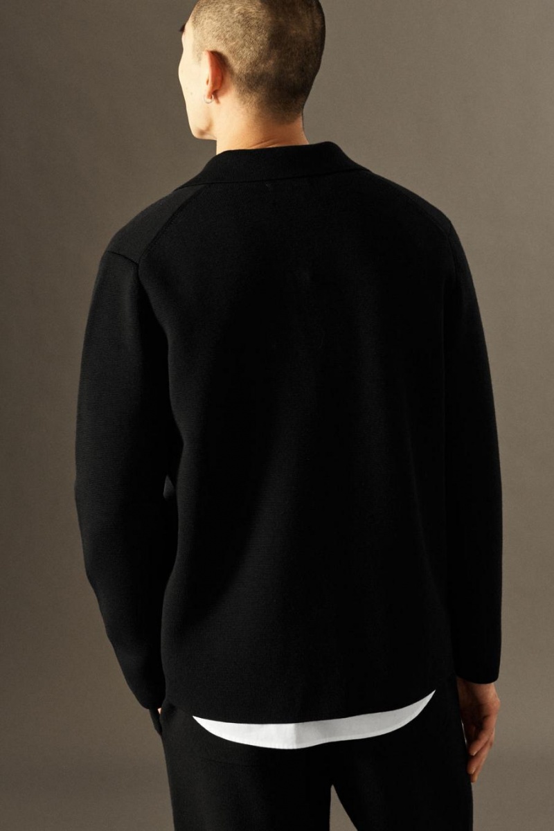 Blazer Barbati COS Tricotate Merino Lână - Regular Negrii | DUXFP-7513