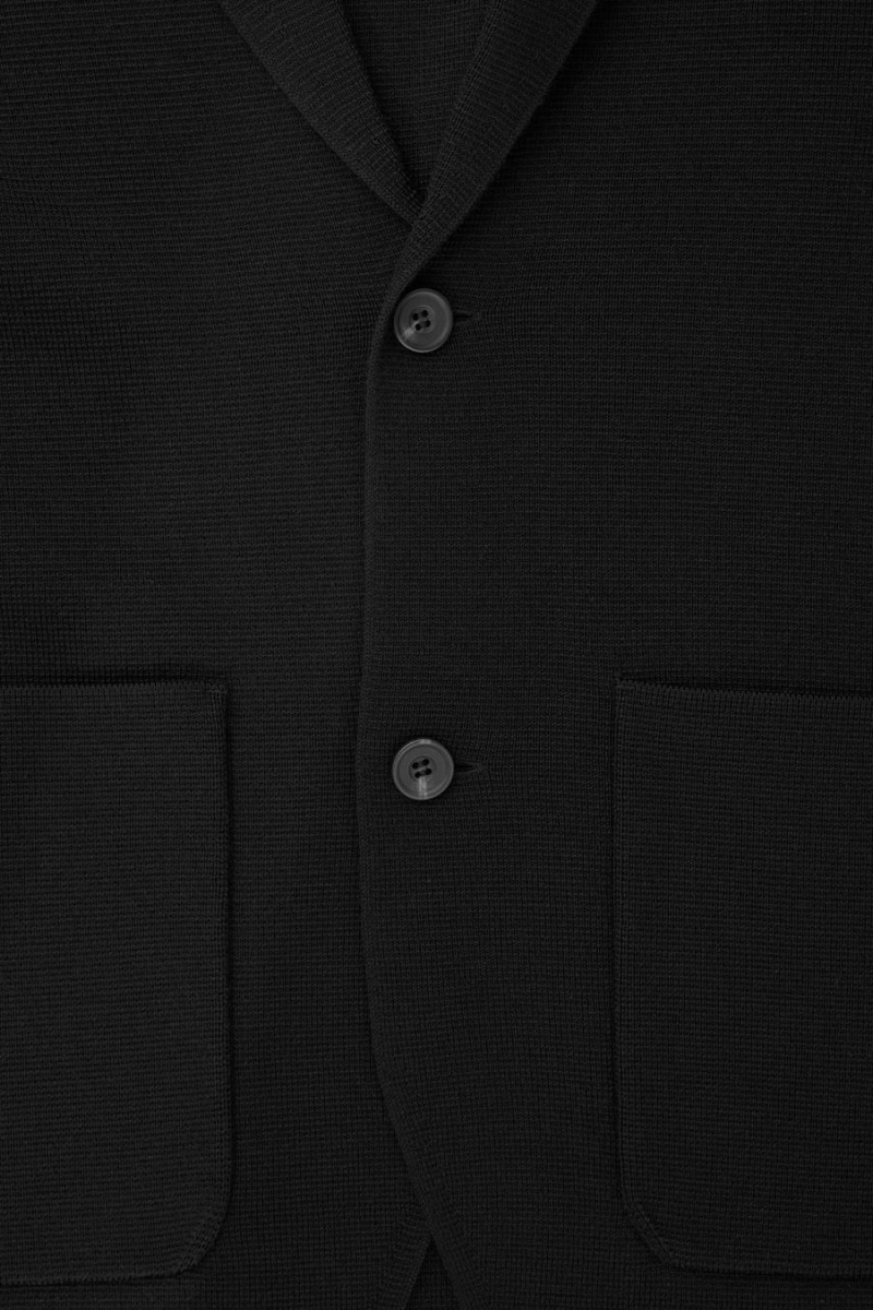 Blazer Barbati COS Tricotate Merino Lână - Regular Negrii | DUXFP-7513