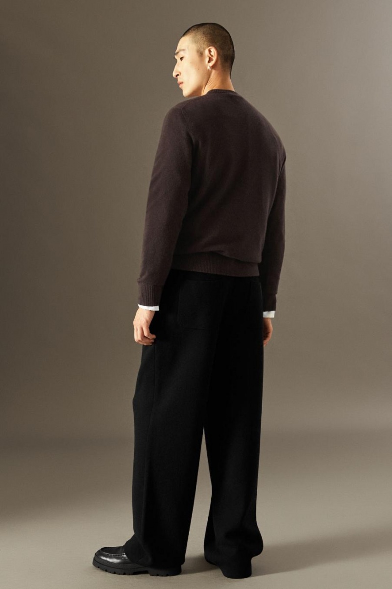 Blazer Barbati COS Tricotate Merino Lână - Drept Negrii | GVLKW-7438