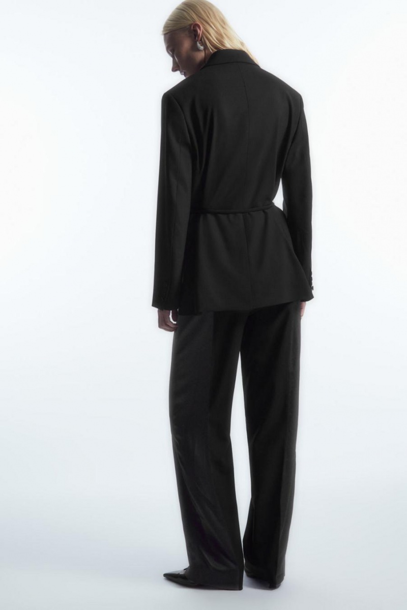 Blazer Dama COS Belted Satin-lapel Tuxedo Negrii | UDHPZ-3064