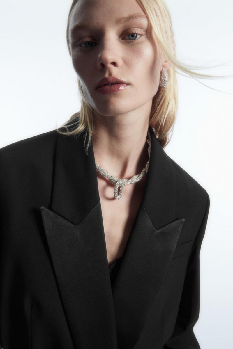 Blazer Dama COS Belted Satin-lapel Tuxedo Negrii | UDHPZ-3064