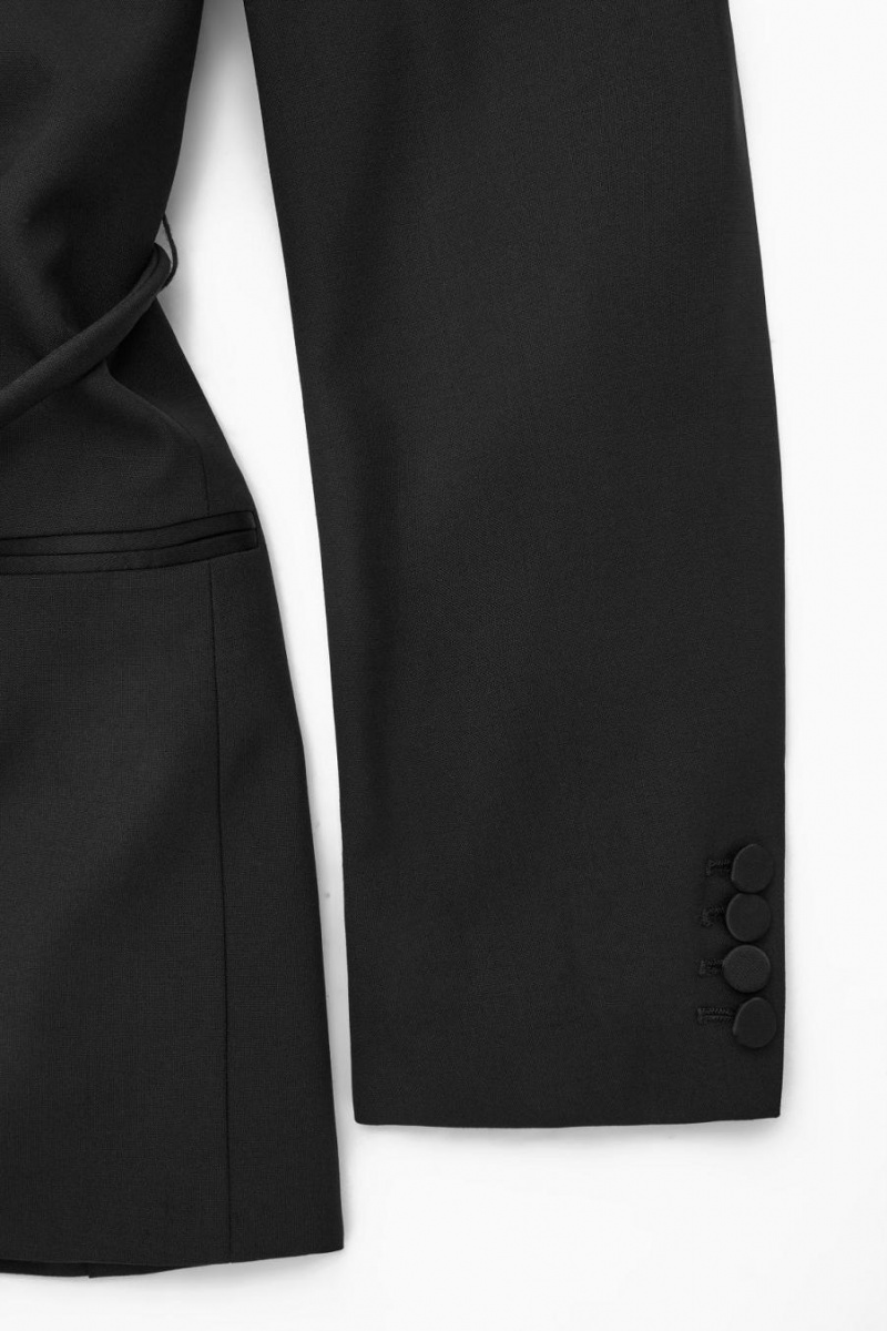 Blazer Dama COS Belted Satin-lapel Tuxedo Negrii | UDHPZ-3064