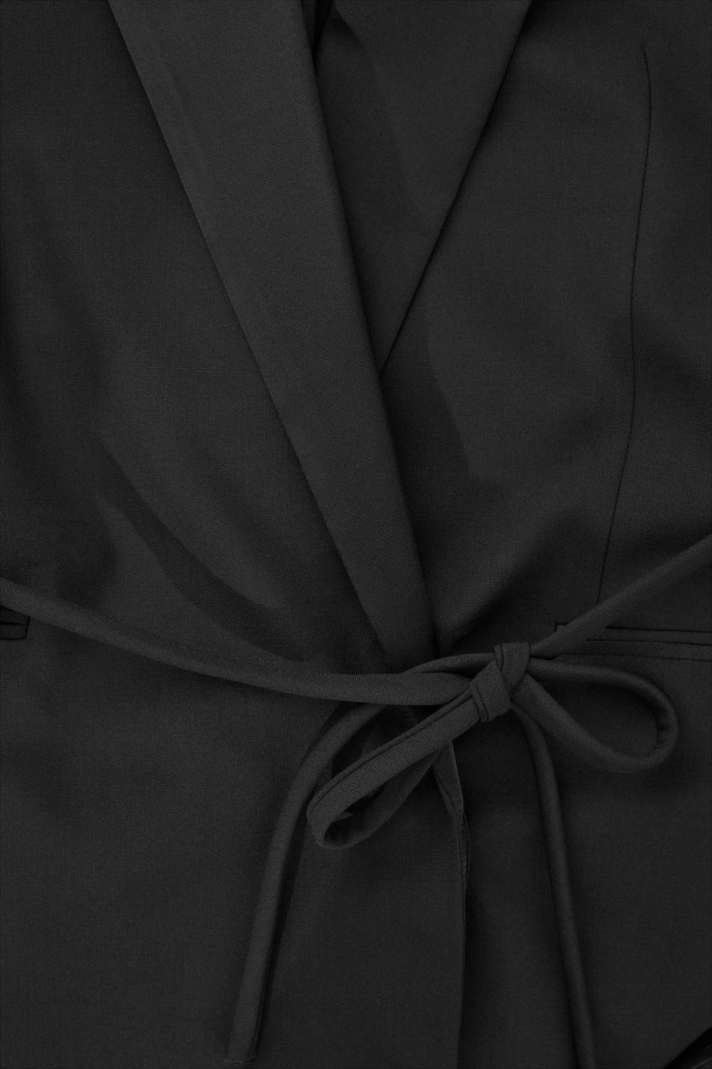Blazer Dama COS Belted Satin-lapel Tuxedo Negrii | UDHPZ-3064