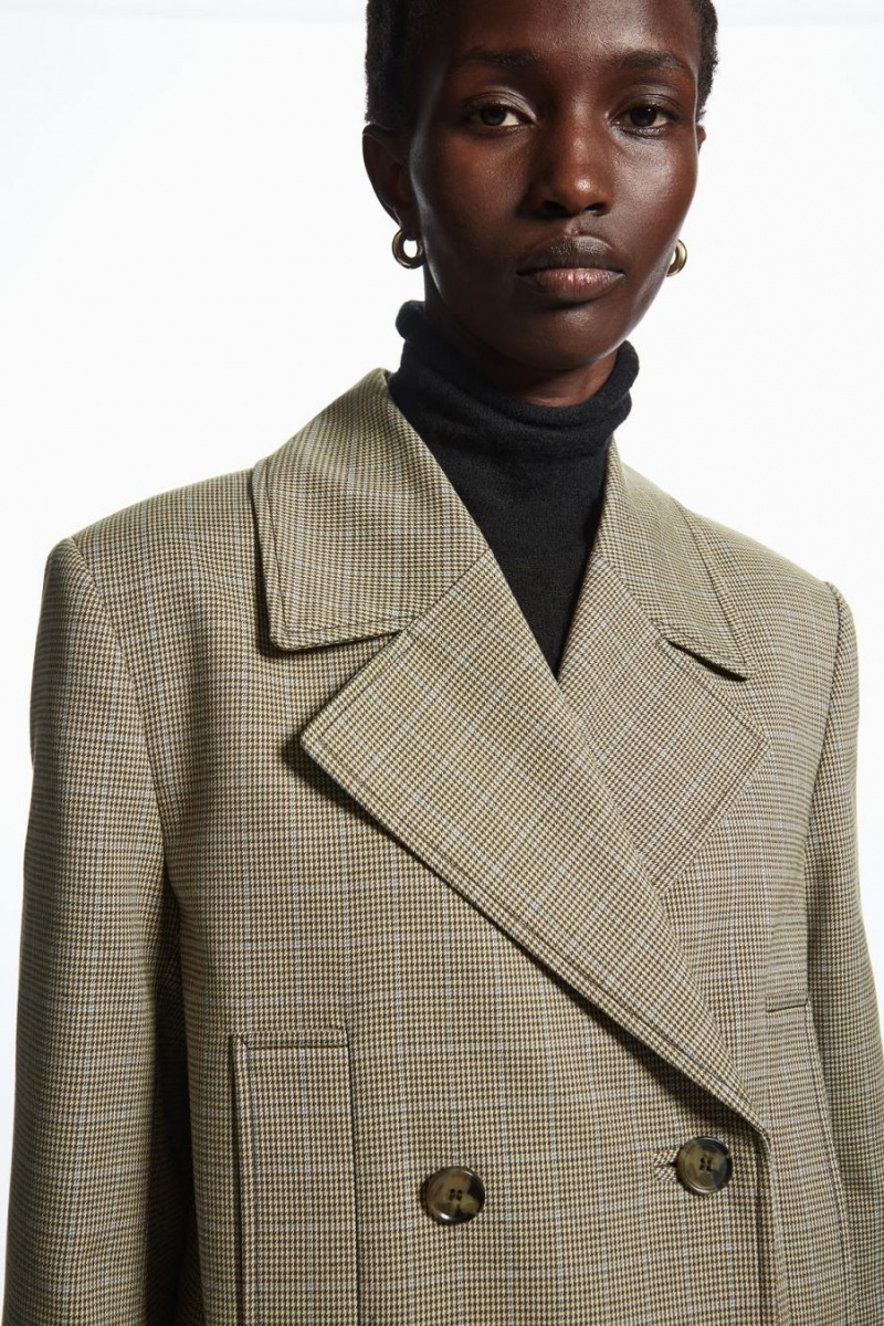 Blazer Dama COS Checked Double-breasted Maro | NHOWG-0685